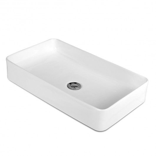 24" x 14" Rectangle Bathroom Vessel Sink with Pop-up Drain
