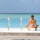 2 Pcs Stainless Steel Hand Rail Set with Quick Mount Base for Swimming Pool in Summer