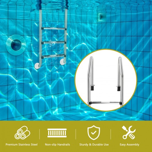 Stainless Steel Swimming Pool Ladder with Anti-Slip Step