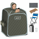 800W 2 Person Portable Steam Sauna Tent SPA with Hat Side Holes 3L Steamer-Gray