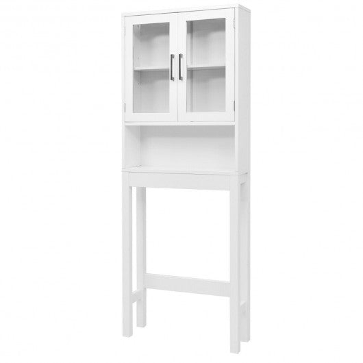 Over the Toilet Storage Cabinet Bathroom Space Saver with Tempered Glass Door