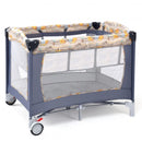 Foldable 2 Color Baby Crib Playpen Playard-Gray