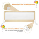 59" Extra Long Folding Breathable Baby Children Toddlers Bed Rail Guard with Safety Strap-Beige