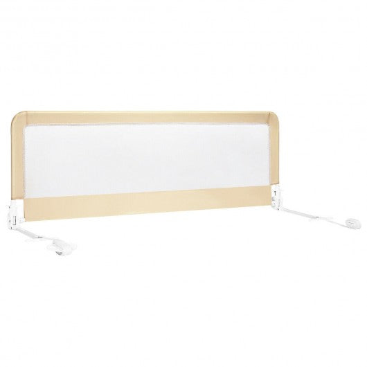 59" Extra Long Folding Breathable Baby Children Toddlers Bed Rail Guard with Safety Strap-Beige