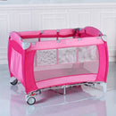 Foldable Baby Crib Playpen w- Mosquito Net and Bag-Pink