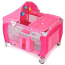 Foldable Baby Crib Playpen w- Mosquito Net and Bag-Pink
