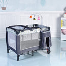 Foldable Travel Baby Crib Playpen Infant Bassinet Bed w- Carry Bag-Gray