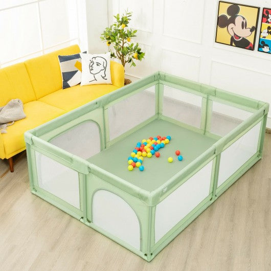 Extra-Large Safety Baby Fence with 50 Ocean Balls-Green