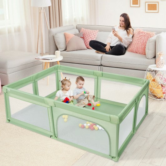 Extra-Large Safety Baby Fence with 50 Ocean Balls-Green