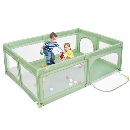 Extra-Large Safety Baby Fence with 50 Ocean Balls-Green