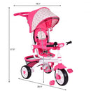 4-in-1 Detachable Baby Stroller Tricycle with Round Canopy -Pink