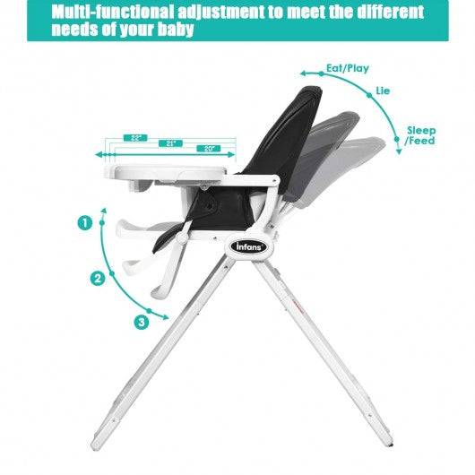 Space Saving Fold Baby High Chair-Black