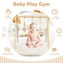 Portable 3 Wooden Newborn Baby Exercise Activity Gym Teething Toys Hanging Bar-Natural