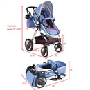 Folding Aluminum Baby Stroller Baby Jogger with Diaper Bag-Blue