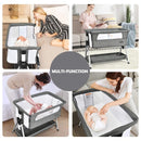 Adjustable Baby Bedside Crib with Large Storage-Dark Gray