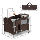5-in-1  Portable Baby Beside Sleeper Bassinet Crib Playard with Diaper Changer-Brown