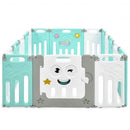 16-Panel Foldable Baby Playpen Kids Activity Centre-Green