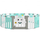 16-Panel Foldable Baby Playpen Kids Activity Centre-Green