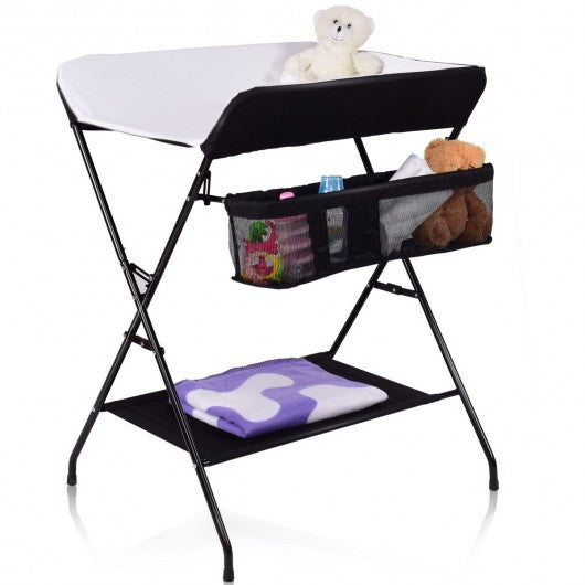 Baby Storage Folding Diaper Changing Table-Black