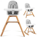 3-in-1 Convertible Wooden Baby High Chair-Gray
