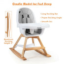 3-in-1 Convertible Wooden Baby High Chair-Gray