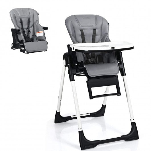 4 in 1 High Chair–Booster Seat with Adjustable Height and Recline-Gray