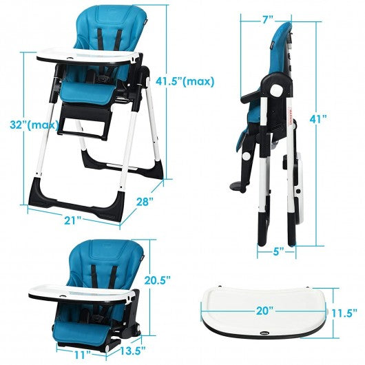 4 in 1 High Chair–Booster Seat with Adjustable Height and Recline-Navy