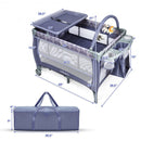Portable Foldable Baby Playard Nursery Center with Changing Station-Gray