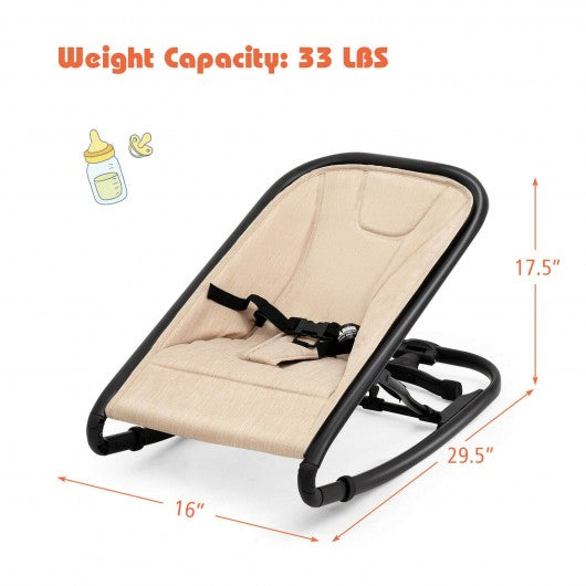 2-in-1 Adjustable Baby Bouncer and Rocker-Beige