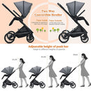 2 in 1 Convertible Baby Stroller with Oversized Storage Basket-Gray