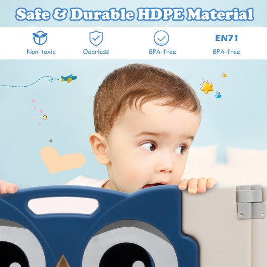 16-Panel Baby Activity Center Play Yard with Lock Door -Blue