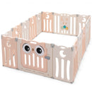 16-Panel Baby Activity Center Play Yard with Lock Door -Pink