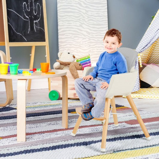 3 in 1 Convertible Wooden High Chair with Cushion-Gray