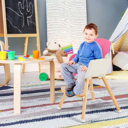 3 in 1 Convertible Wooden High Chair with Cushion-Pink