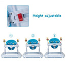 Adjustable Height Removable Folding Portable Baby Walker-Blue