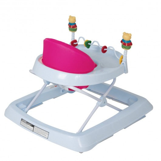 Adjustable Height Removable Folding Portable Baby Walker-Pink