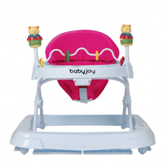 Adjustable Height Removable Folding Portable Baby Walker-Pink