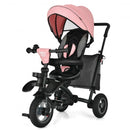 7-In-1 Baby Folding Tricycle Stroller with Rotatable Seat-Pink