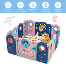 14-Panel Foldable Baby Playpen Kids Safety Play Center with Lockable Gate