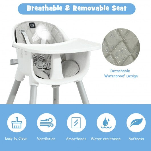 4 in 1 Baby Convertible Toddler Table Chair Set with PU Cushion-Gray