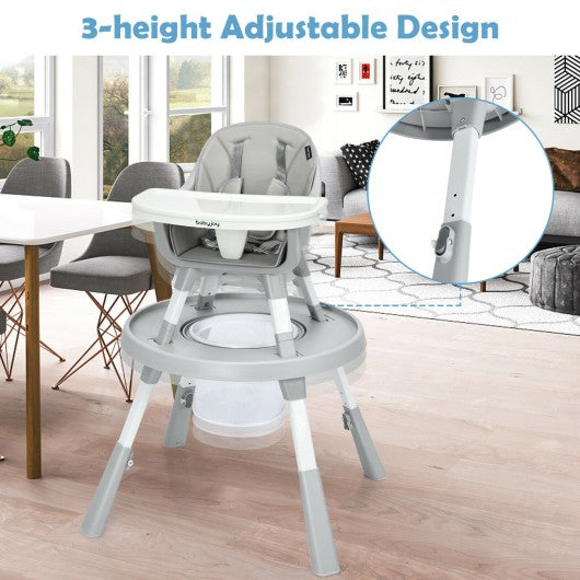 6 in 1 Baby High Chair Infant Activity Center with Height Adjustment-Gray
