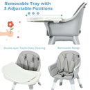 6 in 1 Baby High Chair Infant Activity Center with Height Adjustment-Gray