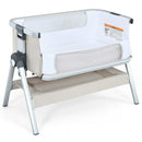 Baby Bassinet Bedside Sleeper with Storage Basket and Wheel for Newborn-Beige