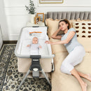 Baby Bassinet Bedside Sleeper with Storage Basket and Wheel for Newborn-Beige