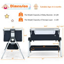 Baby Bassinet Bedside Sleeper with Storage Basket and Wheel for Newborn-Navy