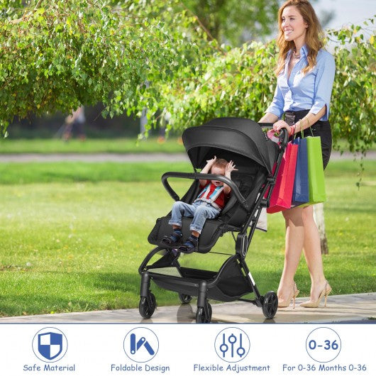 Foldable Lightweight Baby Travel Stroller for Airplane-Black