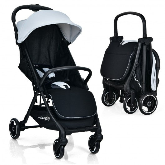 One-Hand Folding Portable Lightweight Baby Stroller with Aluminum Frame-Gray