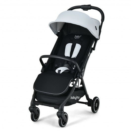One-Hand Folding Portable Lightweight Baby Stroller with Aluminum Frame-Gray