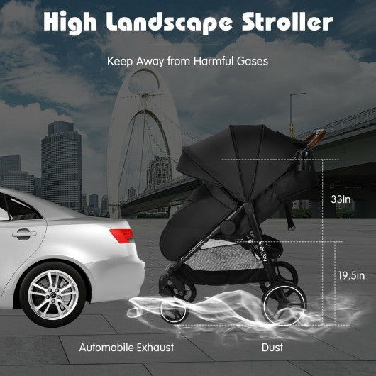 5-Point Harness Lightweight Infant Stroller with Foot Cover and Adjustable Backrest-Black
