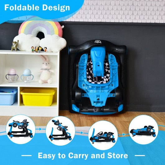 4-in-1 Foldable Activity Push Walker with Adjustable Height-Blue